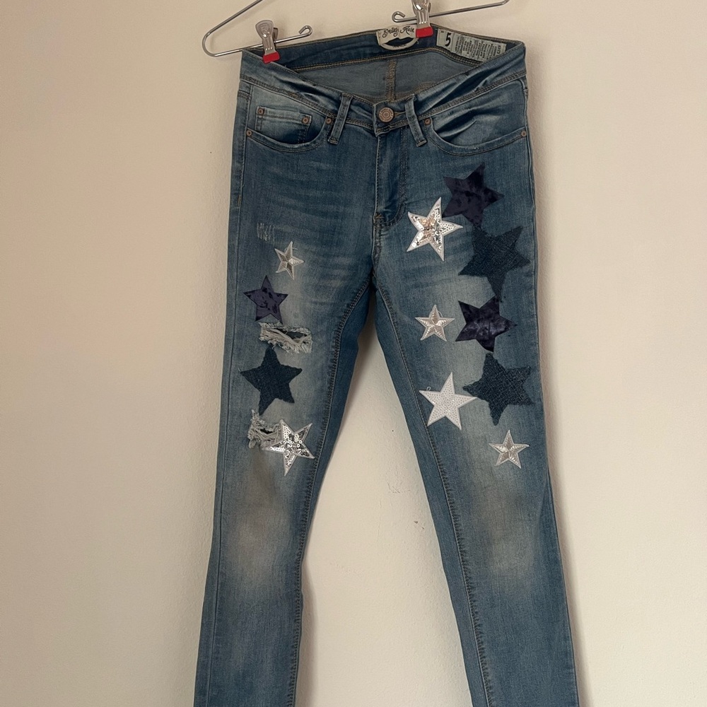 Star-Embellished Blue Jeans